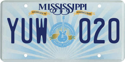 MS license plate YUW020