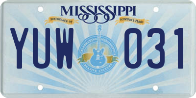 MS license plate YUW031