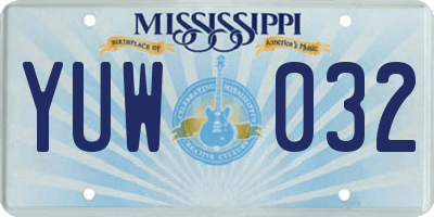 MS license plate YUW032
