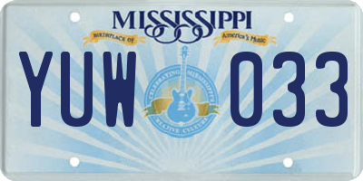 MS license plate YUW033