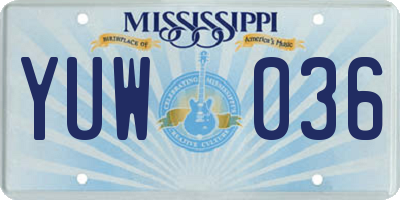 MS license plate YUW036