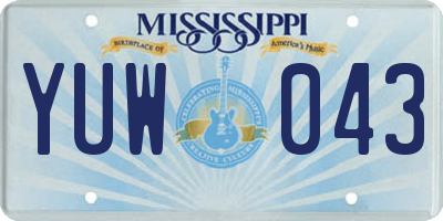 MS license plate YUW043