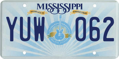 MS license plate YUW062