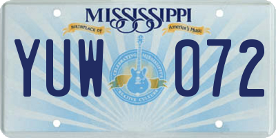 MS license plate YUW072