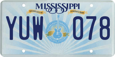 MS license plate YUW078