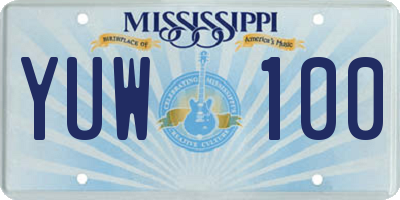 MS license plate YUW100