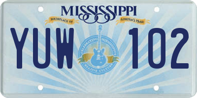 MS license plate YUW102