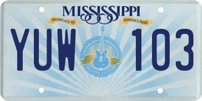 MS license plate YUW103