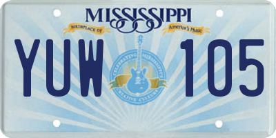 MS license plate YUW105