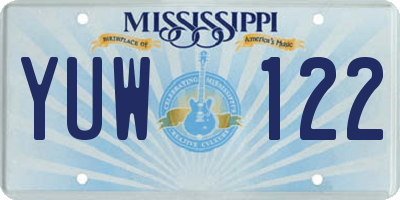 MS license plate YUW122