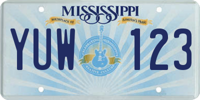 MS license plate YUW123