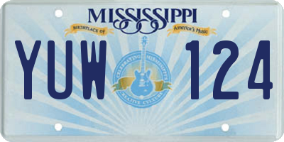 MS license plate YUW124