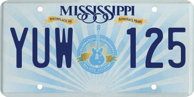MS license plate YUW125