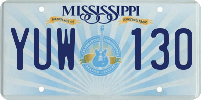 MS license plate YUW130