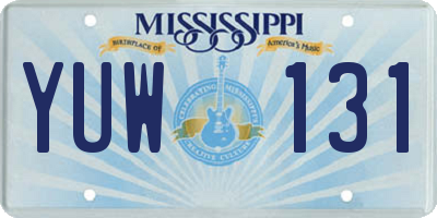 MS license plate YUW131