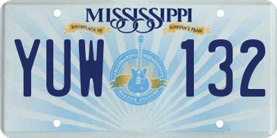 MS license plate YUW132