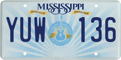 MS license plate YUW136