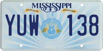 MS license plate YUW138