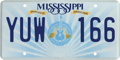 MS license plate YUW166