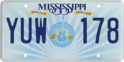 MS license plate YUW178