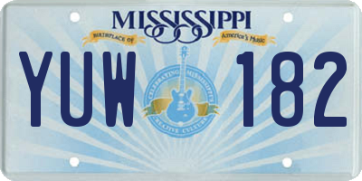 MS license plate YUW182