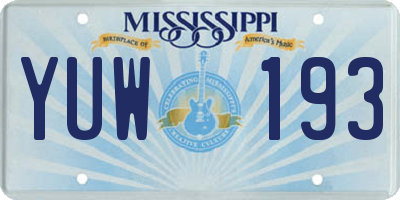 MS license plate YUW193
