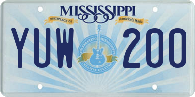MS license plate YUW200