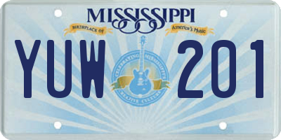 MS license plate YUW201