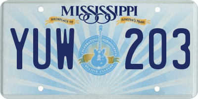 MS license plate YUW203