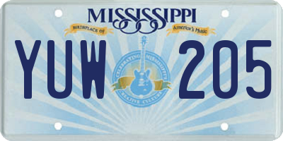 MS license plate YUW205