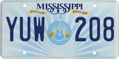 MS license plate YUW208
