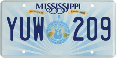 MS license plate YUW209