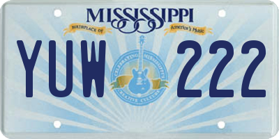 MS license plate YUW222