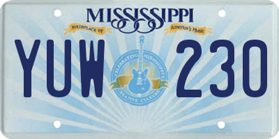 MS license plate YUW230