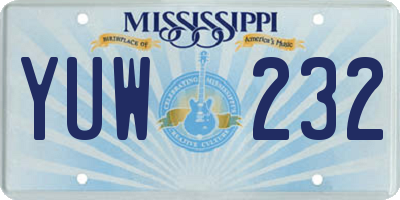 MS license plate YUW232