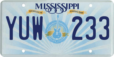 MS license plate YUW233