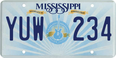 MS license plate YUW234