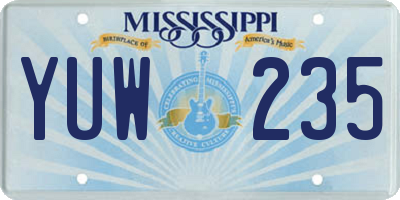 MS license plate YUW235