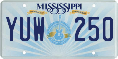 MS license plate YUW250