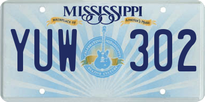 MS license plate YUW302