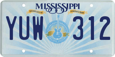 MS license plate YUW312