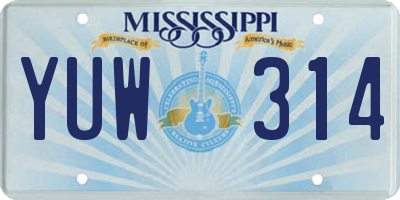 MS license plate YUW314