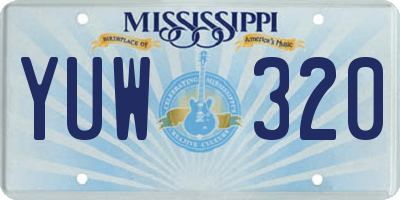 MS license plate YUW320