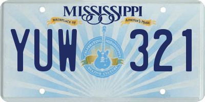 MS license plate YUW321