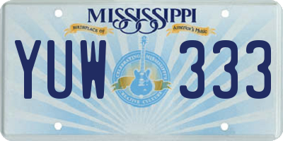 MS license plate YUW333