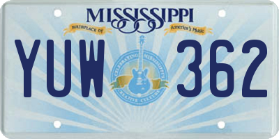 MS license plate YUW362