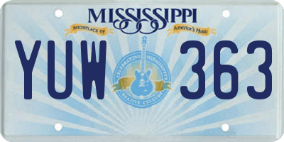 MS license plate YUW363