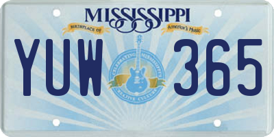 MS license plate YUW365