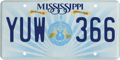 MS license plate YUW366
