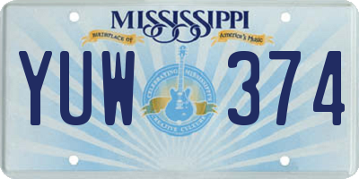 MS license plate YUW374